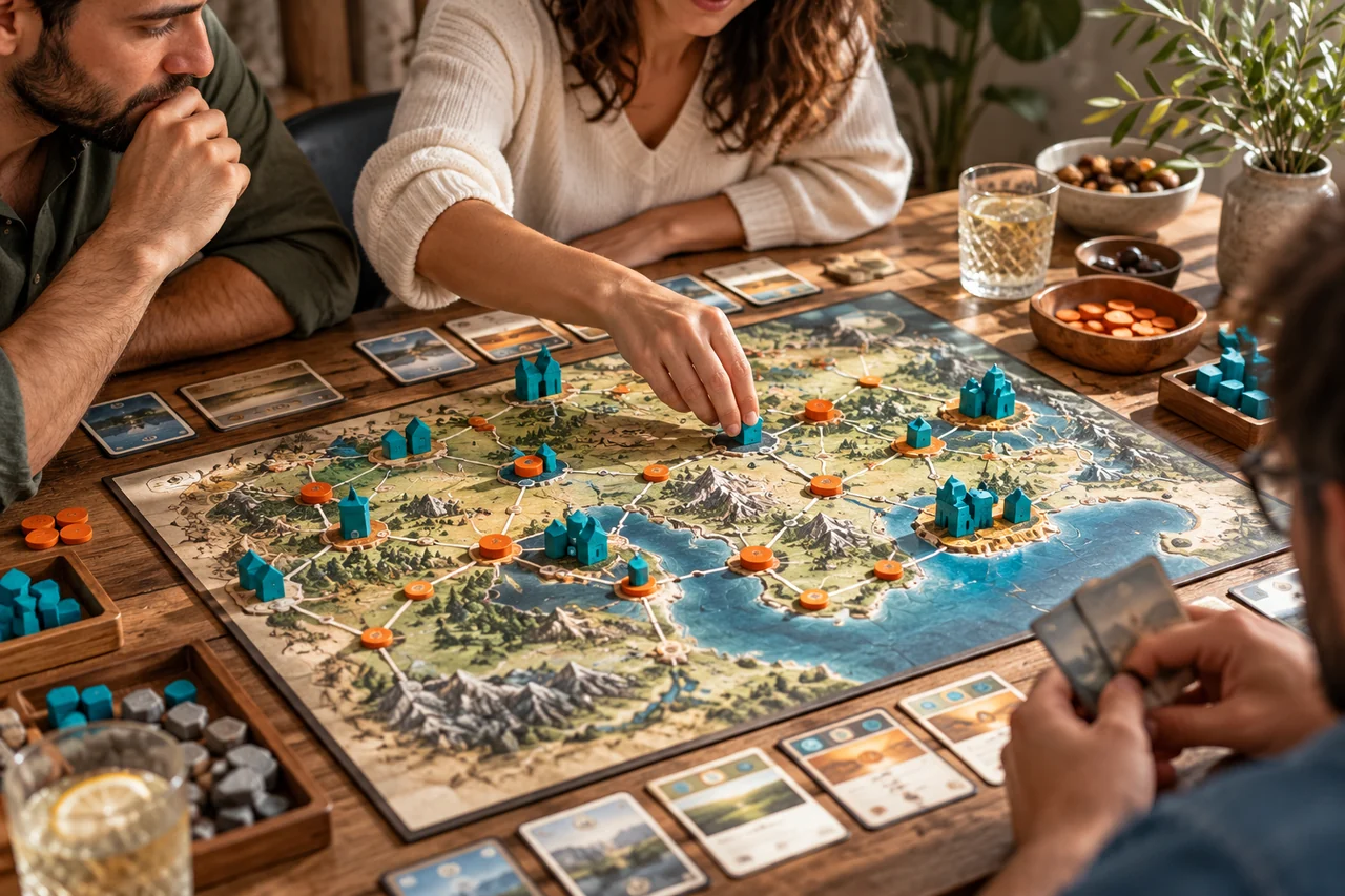 Pezzi di un gioco strategico sul tabellone