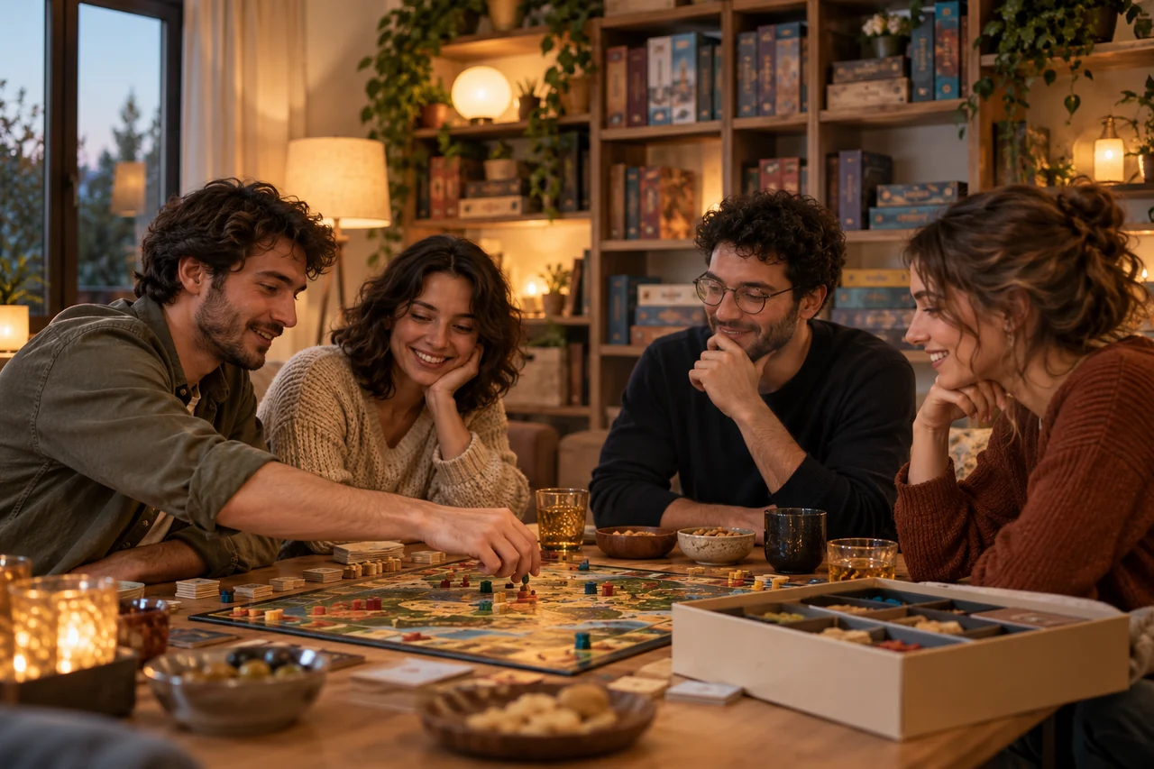 Una serata di gioco in una stanza con una collezione di scatole
